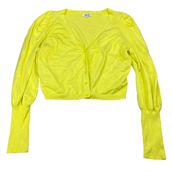 525 AMERICA Puffed-Sleeve Cropped Cardigan Sz Large - Picture 2 of 4